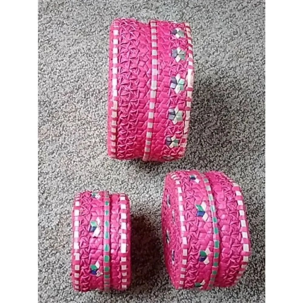 Hot Pink Woven Decorative Storage Boxes - Set